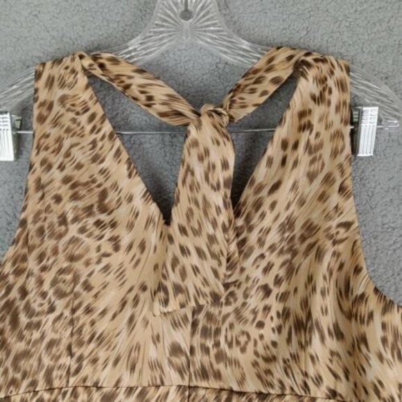 Scene By Donna Ricco Size M Leopard Print Flowy Halter Dress Silk Lining - Picture 8 of 10